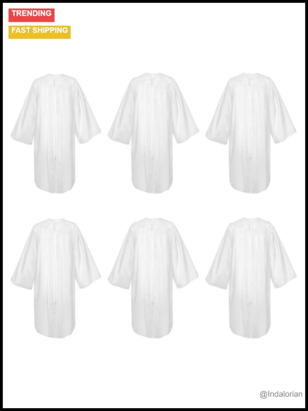 6 White Choir Robes Unisex Adult Classic Fit for Church Graduation or Judge
